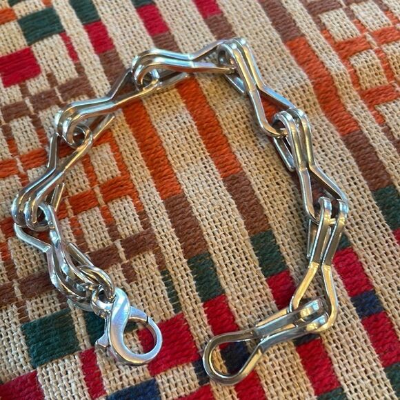 Like new David Luck Sterling Link / Offset Eye Hook Bracelet - Picture 2 of 6